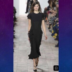 NWT Michael Kors Collection RTW Fall 2016 Black Ruffle Dress Size 4